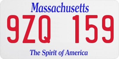 MA license plate 9ZQ159