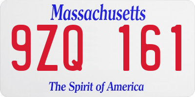 MA license plate 9ZQ161