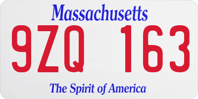 MA license plate 9ZQ163