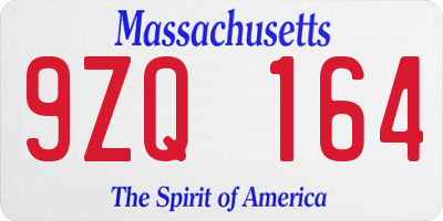 MA license plate 9ZQ164