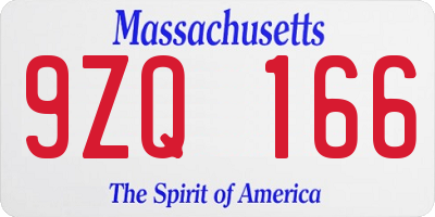MA license plate 9ZQ166