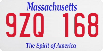 MA license plate 9ZQ168