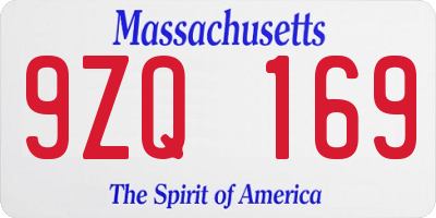 MA license plate 9ZQ169