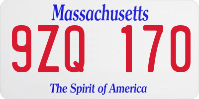 MA license plate 9ZQ170