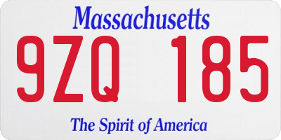 MA license plate 9ZQ185