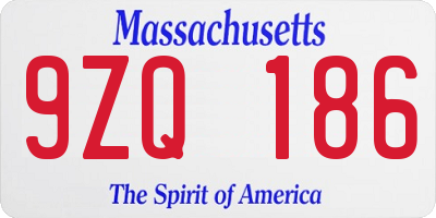 MA license plate 9ZQ186
