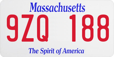 MA license plate 9ZQ188