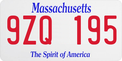 MA license plate 9ZQ195