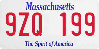 MA license plate 9ZQ199