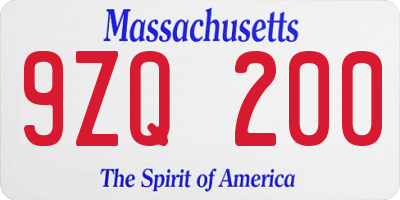 MA license plate 9ZQ200