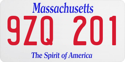 MA license plate 9ZQ201