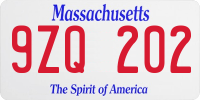 MA license plate 9ZQ202