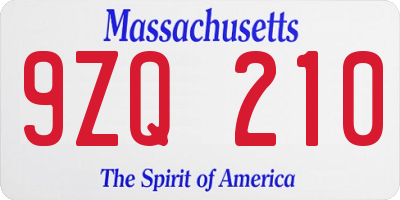 MA license plate 9ZQ210