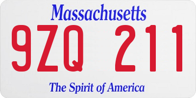 MA license plate 9ZQ211