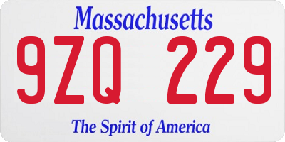 MA license plate 9ZQ229