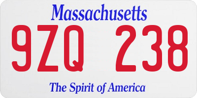 MA license plate 9ZQ238