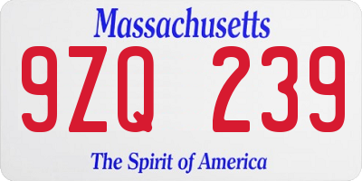 MA license plate 9ZQ239