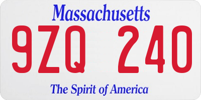 MA license plate 9ZQ240
