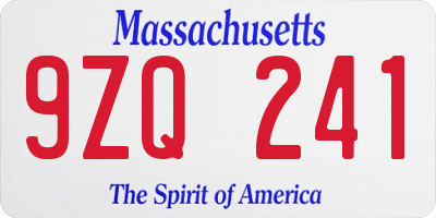 MA license plate 9ZQ241