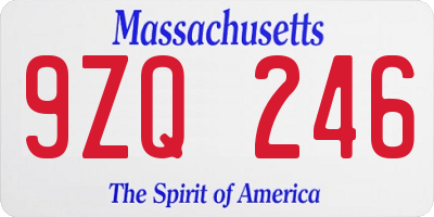 MA license plate 9ZQ246