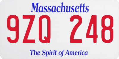 MA license plate 9ZQ248