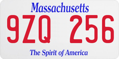 MA license plate 9ZQ256