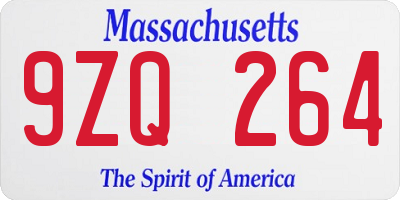 MA license plate 9ZQ264