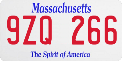 MA license plate 9ZQ266