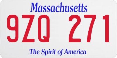 MA license plate 9ZQ271