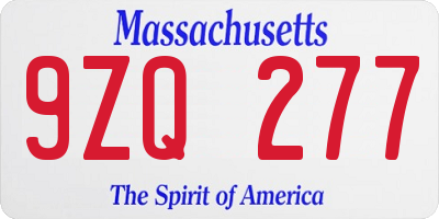 MA license plate 9ZQ277