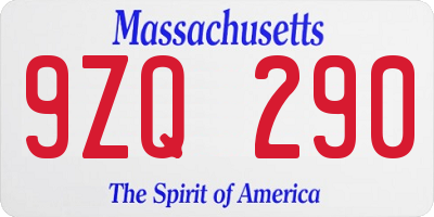 MA license plate 9ZQ290