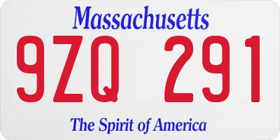 MA license plate 9ZQ291