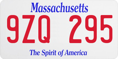 MA license plate 9ZQ295