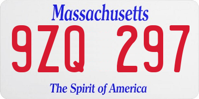 MA license plate 9ZQ297