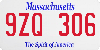 MA license plate 9ZQ306