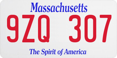 MA license plate 9ZQ307
