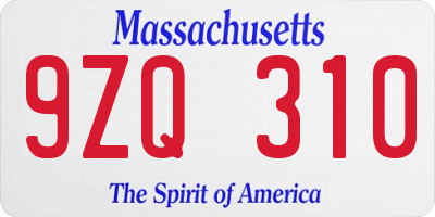 MA license plate 9ZQ310