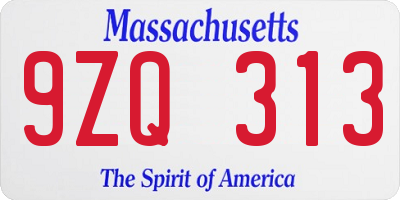 MA license plate 9ZQ313