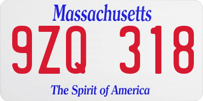 MA license plate 9ZQ318