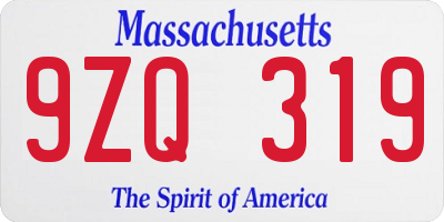 MA license plate 9ZQ319