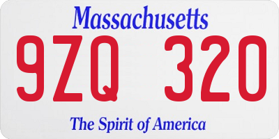 MA license plate 9ZQ320