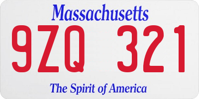 MA license plate 9ZQ321