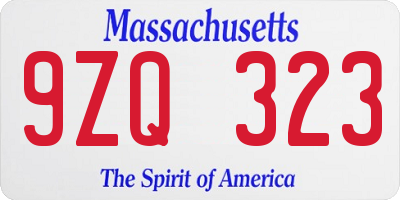 MA license plate 9ZQ323