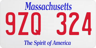 MA license plate 9ZQ324