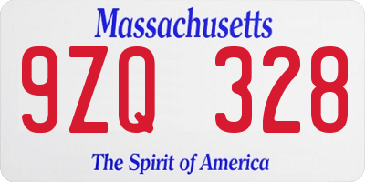 MA license plate 9ZQ328