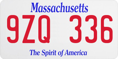 MA license plate 9ZQ336