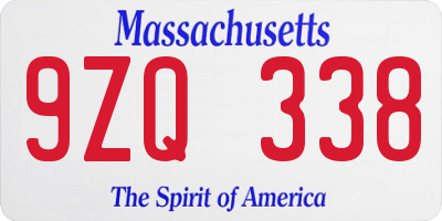 MA license plate 9ZQ338