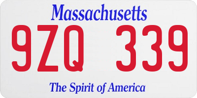 MA license plate 9ZQ339