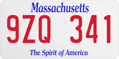 MA license plate 9ZQ341