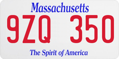 MA license plate 9ZQ350
